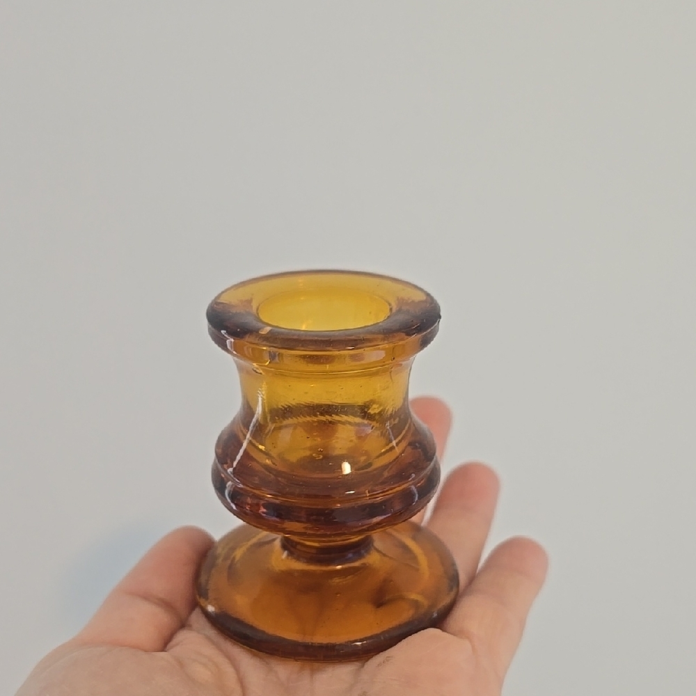 Amber Glass Candle Holder